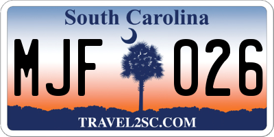 SC license plate MJF026