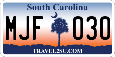 SC license plate MJF030