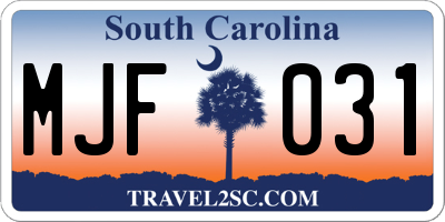 SC license plate MJF031