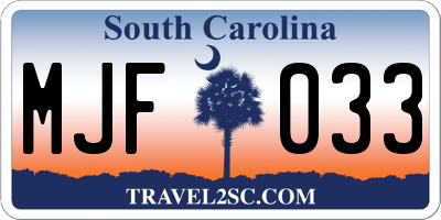 SC license plate MJF033
