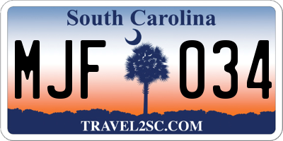 SC license plate MJF034