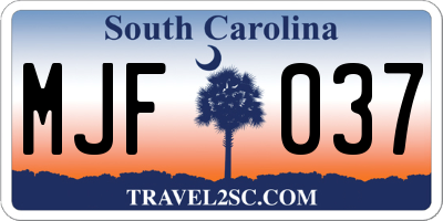 SC license plate MJF037