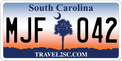 SC license plate MJF042