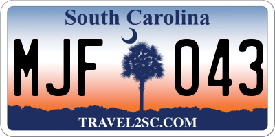 SC license plate MJF043