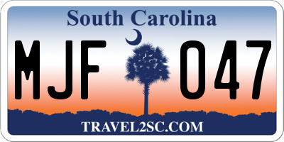 SC license plate MJF047