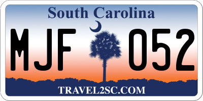 SC license plate MJF052