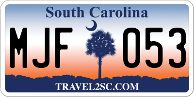 SC license plate MJF053