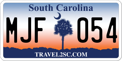 SC license plate MJF054