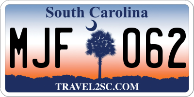 SC license plate MJF062