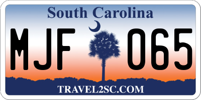 SC license plate MJF065