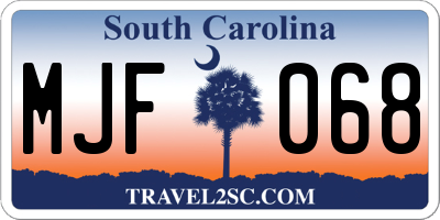 SC license plate MJF068