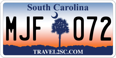 SC license plate MJF072