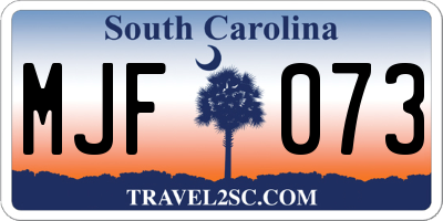SC license plate MJF073