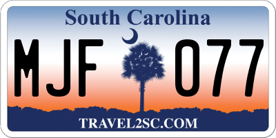 SC license plate MJF077