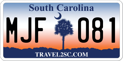 SC license plate MJF081