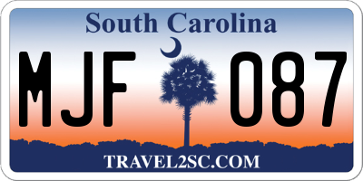 SC license plate MJF087