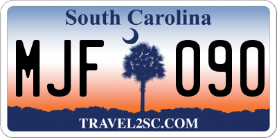 SC license plate MJF090