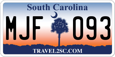 SC license plate MJF093
