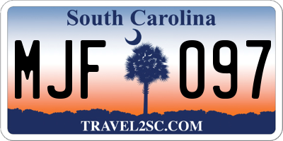 SC license plate MJF097