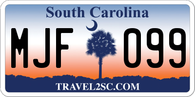 SC license plate MJF099