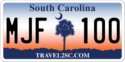 SC license plate MJF100