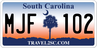 SC license plate MJF102