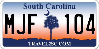 SC license plate MJF104
