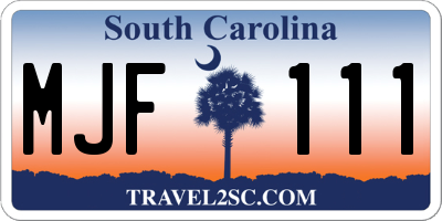 SC license plate MJF111