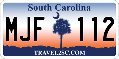 SC license plate MJF112