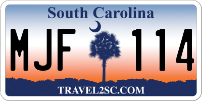 SC license plate MJF114