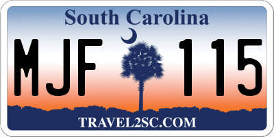 SC license plate MJF115