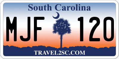 SC license plate MJF120