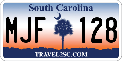 SC license plate MJF128