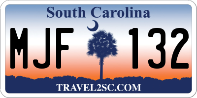 SC license plate MJF132