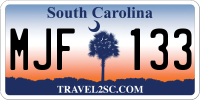 SC license plate MJF133