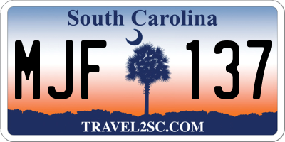 SC license plate MJF137