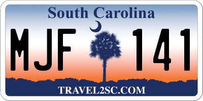 SC license plate MJF141