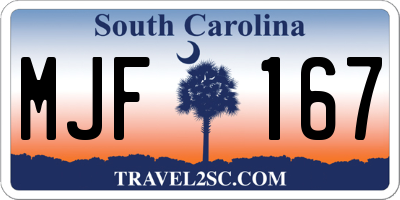 SC license plate MJF167