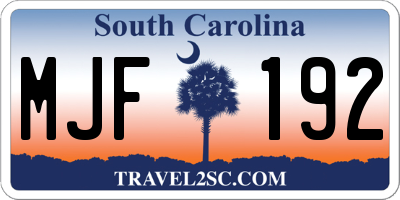 SC license plate MJF192