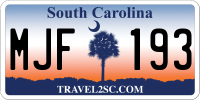 SC license plate MJF193