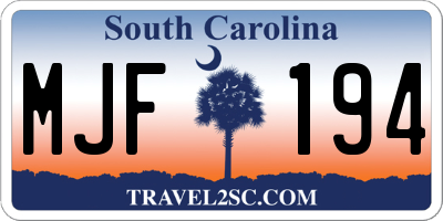 SC license plate MJF194