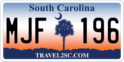 SC license plate MJF196