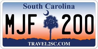 SC license plate MJF200