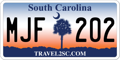 SC license plate MJF202