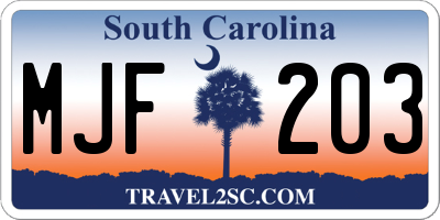 SC license plate MJF203