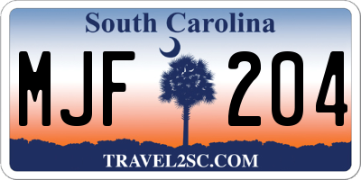 SC license plate MJF204