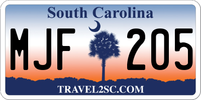 SC license plate MJF205
