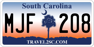 SC license plate MJF208