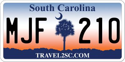SC license plate MJF210
