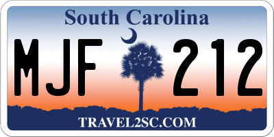SC license plate MJF212
